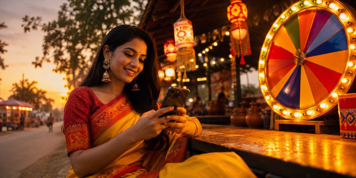 কুমিল্লায় পহেলা বৈশাখ উৎসবে মোবাইলে 335bd অ্যাপ ব্যবহার করছেন একজন ব্যক্তি